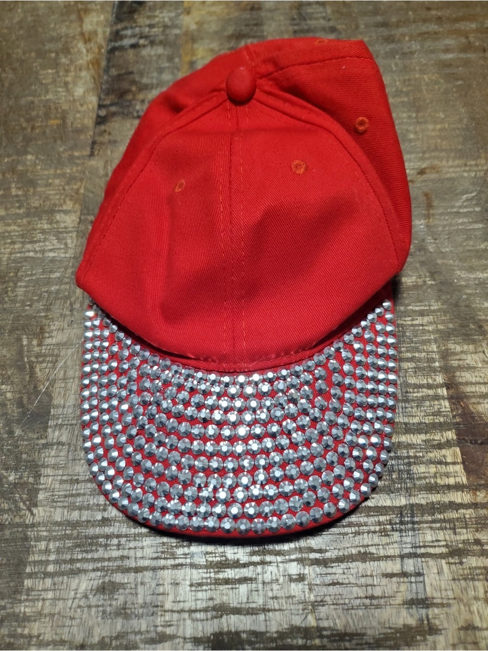 Red Rhinestone Baseball Cap